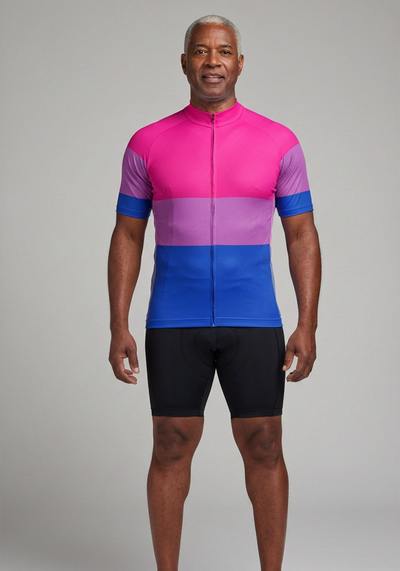Mens Lgbt Bisexual Pride Short Sleeve Cycling Jersey - front view