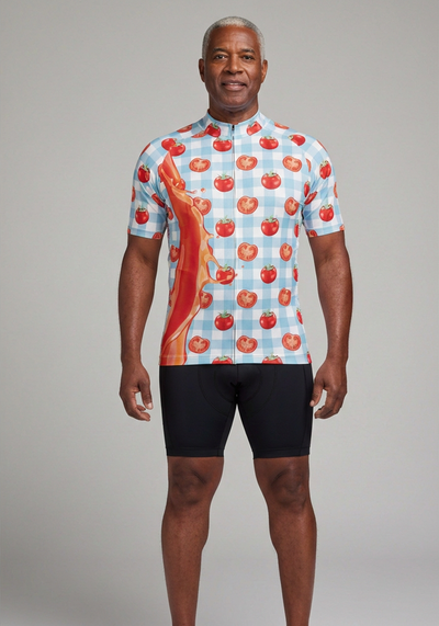 Mens Tomato Sauce Short Sleeve Cycling Jersey - front view