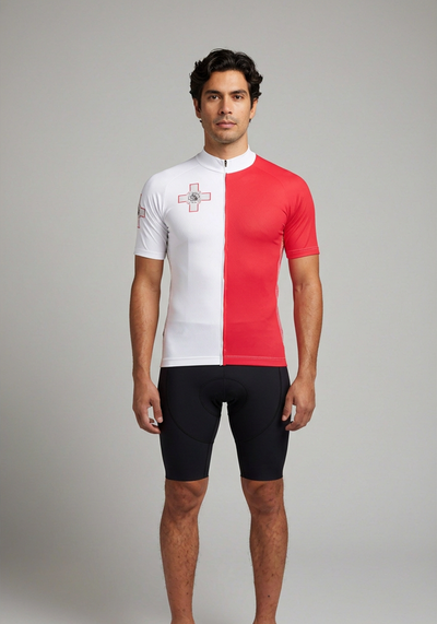 Mens Malta Flag Short Sleeve Cycling Jersey - front view