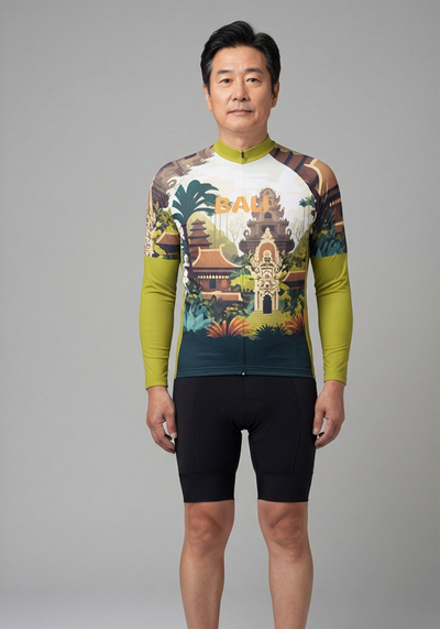 Mens Around The World Bali Long Sleeve Cycling Jersey - front view