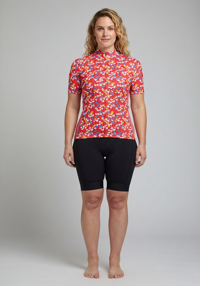 Womens Ditsy Floral Short Sleeve Cycling Jersey - front view