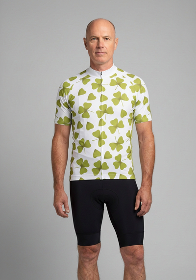 Mens Three Leaf Clover Ireland Short Sleeve Cycling Jersey - front view