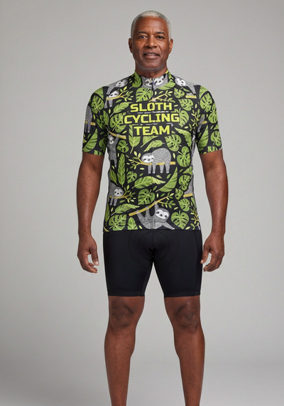 Mens Sloth Cycling Team Short Sleeve Cycling Jersey - front view