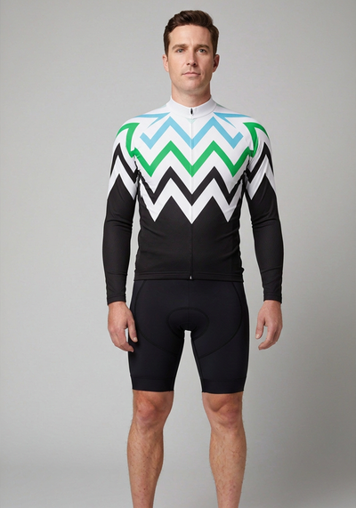 Mens Zigzag Mountain Short Sleeve Cycling Jersey - front view