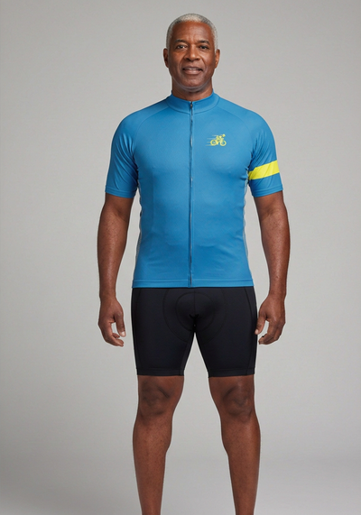 Mens Armband Short Sleeve Cycling Jersey - Blue - front view