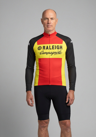 Mens Raleigh Campagnolo Retro Team Long Sleeve Cycling Jersey - front view