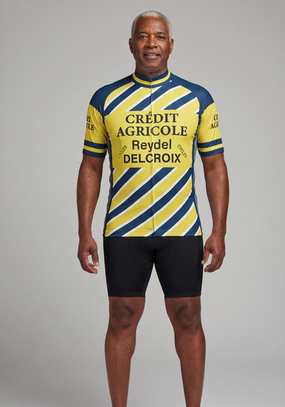 Mens Banque Retro Short Sleeve Cycling Jersey - front view