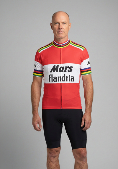 Mens Retro Flanders Short Sleeve Cycling Jersey - front view