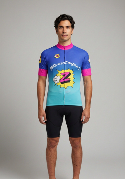 Mens Vetements Enfants Team Z Retro Short Sleeve Cycling Jersey - front view