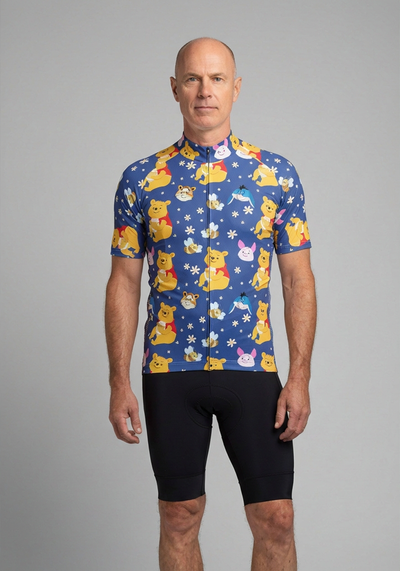 Mens Winnie The Pooh Bees Short Sleeve Cycling Jersey - front view