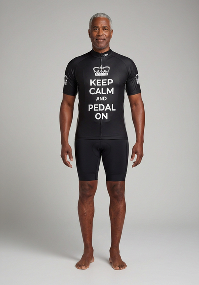 Keep Calm And Pedal On Cycling Jersey - Black - front view