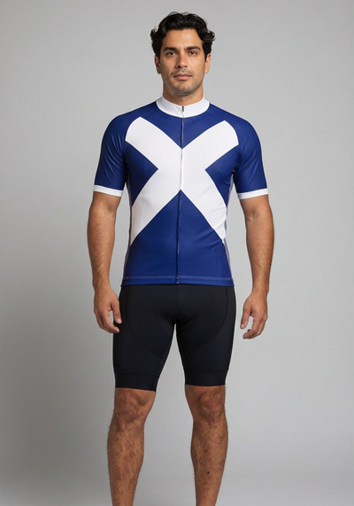 Scotland Flag National Cycling Jersey - Navy - front view