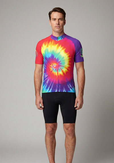 Mens Tie Dye Short Sleeve Cycling Jersey - _default - front view