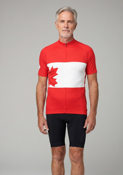 Canadian Maple Leaf Short Sleeve Cycling Jersey - _default - front view
