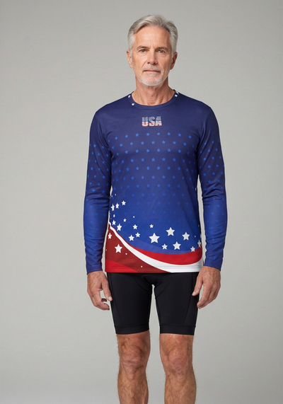 Org Usa Patriot Mens Technical Long Sleeve Running Shirt - _default - front view