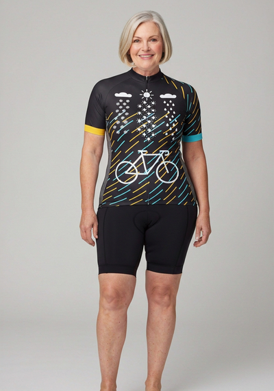 Womens Rain Hail Or Shine Black Cycling Jersey - _default - front view