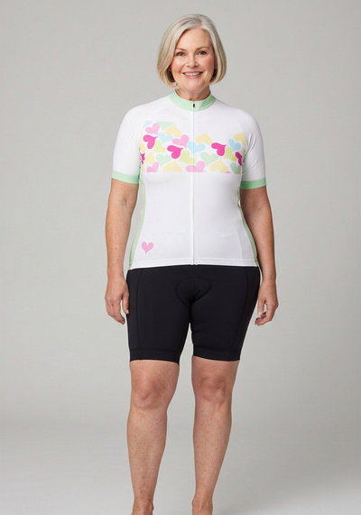 Womens Love Hearts Cycling Jersey - _default - front view