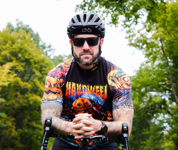 Halloween Scarecrow Pumpkin Head cycling jersey