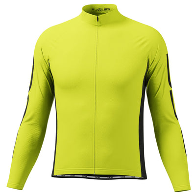 Men's Basic Colors Neon Long Sleeve Cycling Jersey - Lime