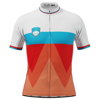 Men's Slovenia National Flag Short Sleeve Cycling Jersey - Red