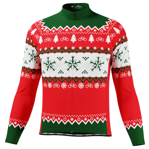 Men's Ugly Christmas Sweater Long Sleeve Cycling Jersey