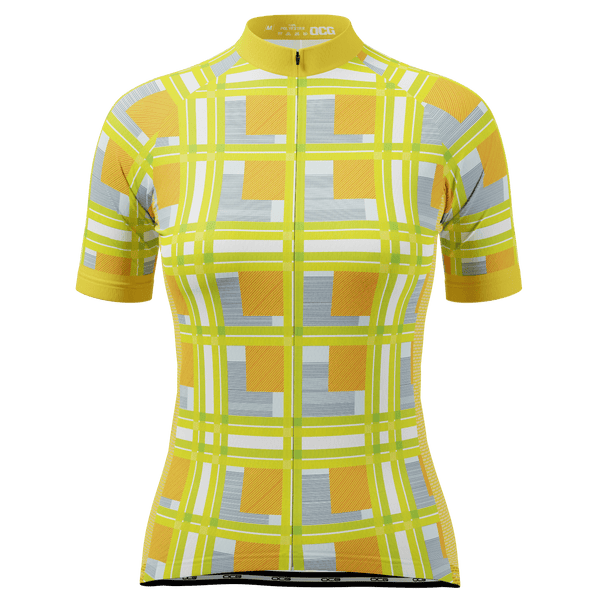 Women's Criss-Crossed Tartan Short Sleeve Cycling Jersey