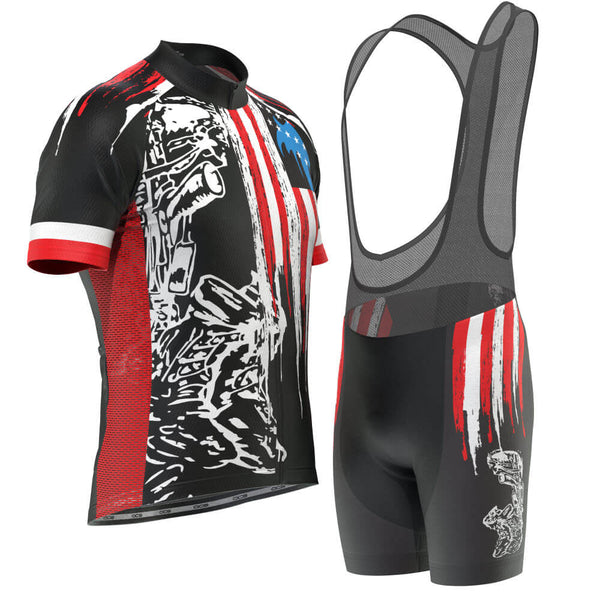 Men's Honor the Fallen USA Flag Short Sleeve Cycling Kit