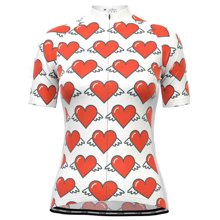 Women's Heart Angels White Short Sleeve Cycling Jersey