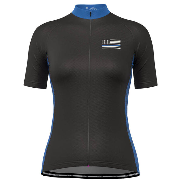 Women's Blue American Flag Short Sleeve Cycling Jersey