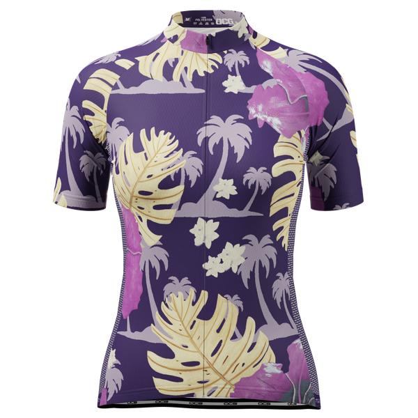 Women's Palmtree Leaves Short Sleeve Cycling Jersey