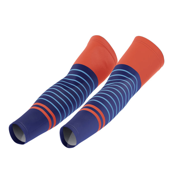 Men's Orange Blue Stripe Quick Dry Cycling Arm-Warmers