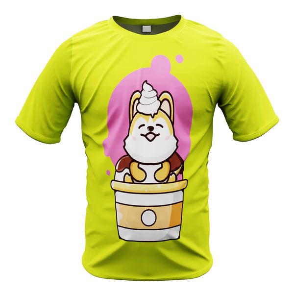 Kid's Manga Cute Ice Cream Dog Short Sleeve Running Shirt