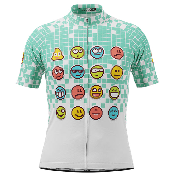 Men's Pixel Mania Emoji 8 Bit Short Sleeve Cycling Jersey