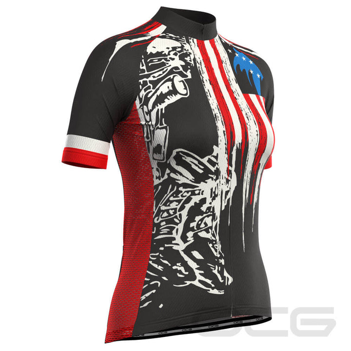 Women's Honor the Fallen USA Flag Cycling Jersey