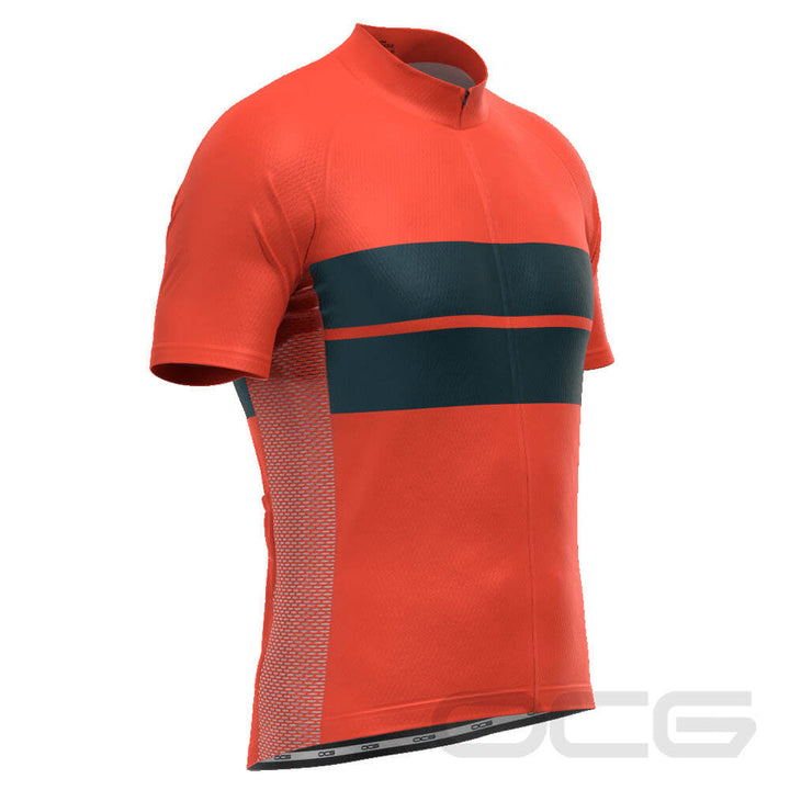 Men's Retro Two-Stripe Orange Short Sleeve Cycling Jersey