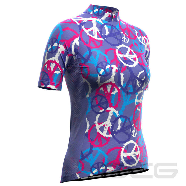 Women's Purple Peace Short Sleeve Cycling Jersey