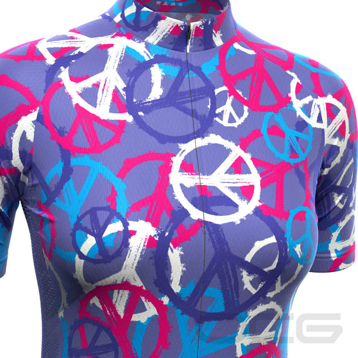 Women's Purple Peace Short Sleeve Cycling Jersey