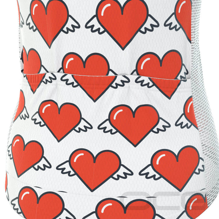 Women's Heart Angels White Short Sleeve Cycling Jersey