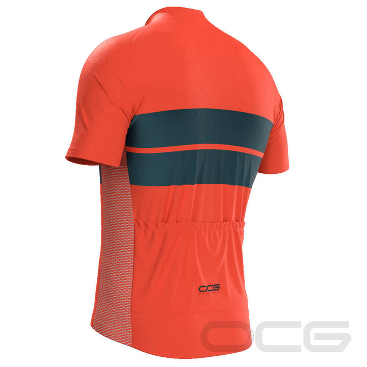 Men's Retro Two-Stripe Orange Short Sleeve Cycling Jersey