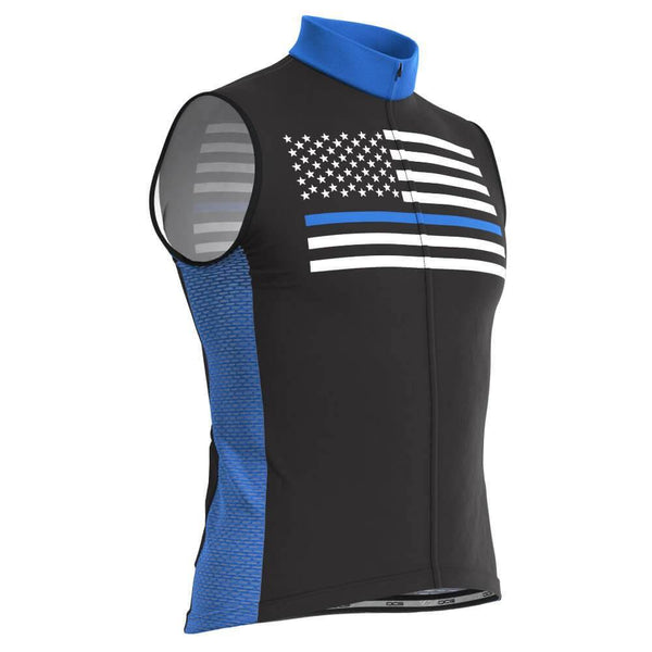 Men's Blue American Flag Sleeveless Cycling Jersey