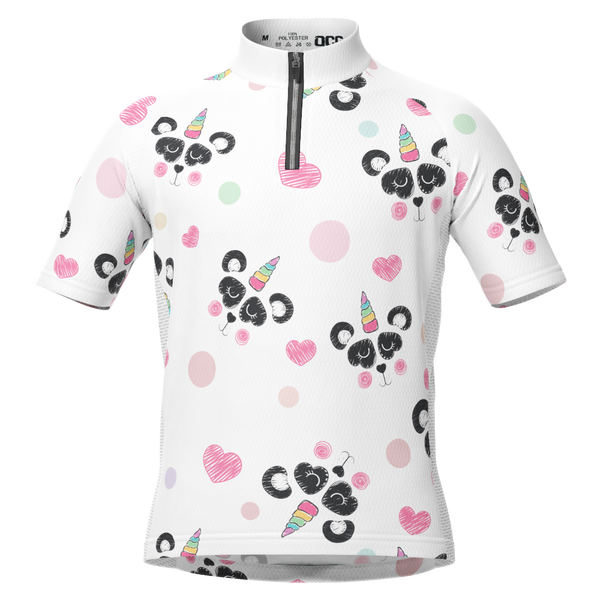 Kid's I Love Panda Unicorn Short Sleeve Cycling Jersey