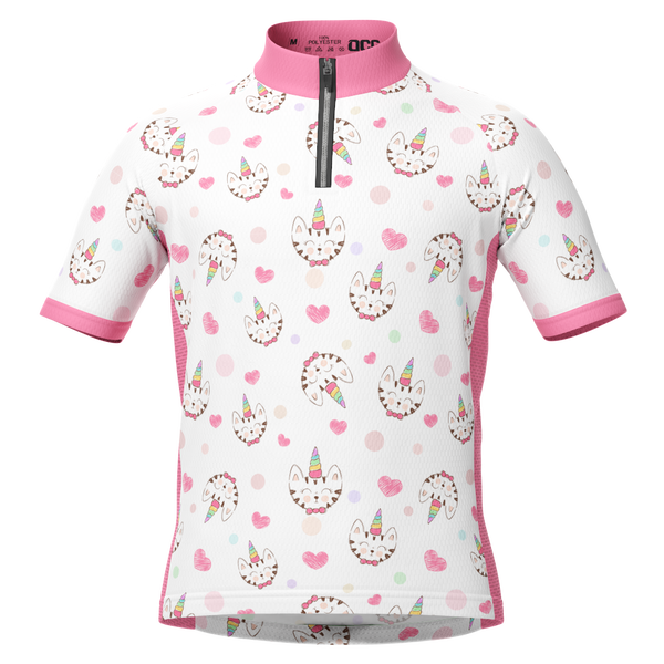 Kid's Kitty Corn Unicorn Short Sleeve Cycling Jersey