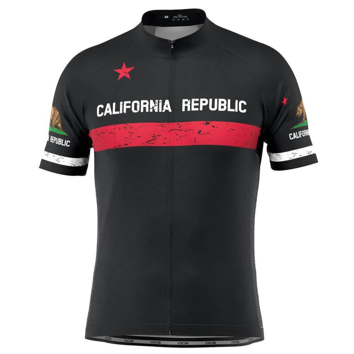 Men's California Republic Black Short Sleeve Cycling Jersey