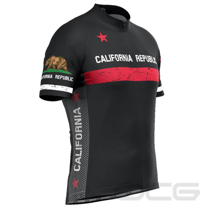 Men's California Republic Black Short Sleeve Cycling Jersey