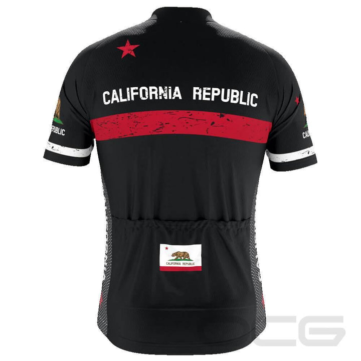 Men's California Republic Black Short Sleeve Cycling Jersey