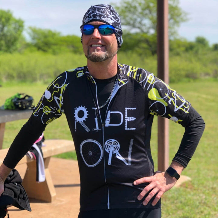 Men's Ride On Short Sleeve Black Cycling Jersey