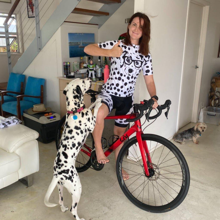 Women's Dalmatian Dog Short Sleeve Cycling Kit