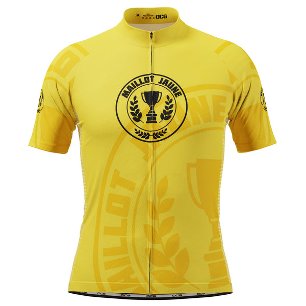 Men's Tour de France Yellow Leaders Maillot Jaune Short Sleeve Cycling Jersey