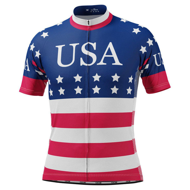 Men's American Stars and Stripes Short Sleeve Cycling Jersey