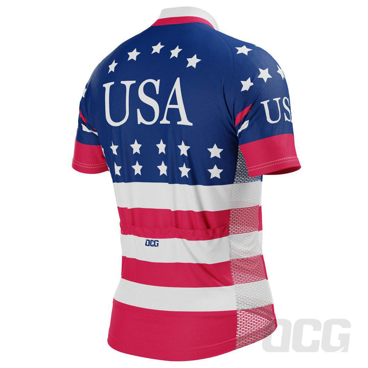 Men's American Stars and Stripes Short Sleeve Cycling Jersey